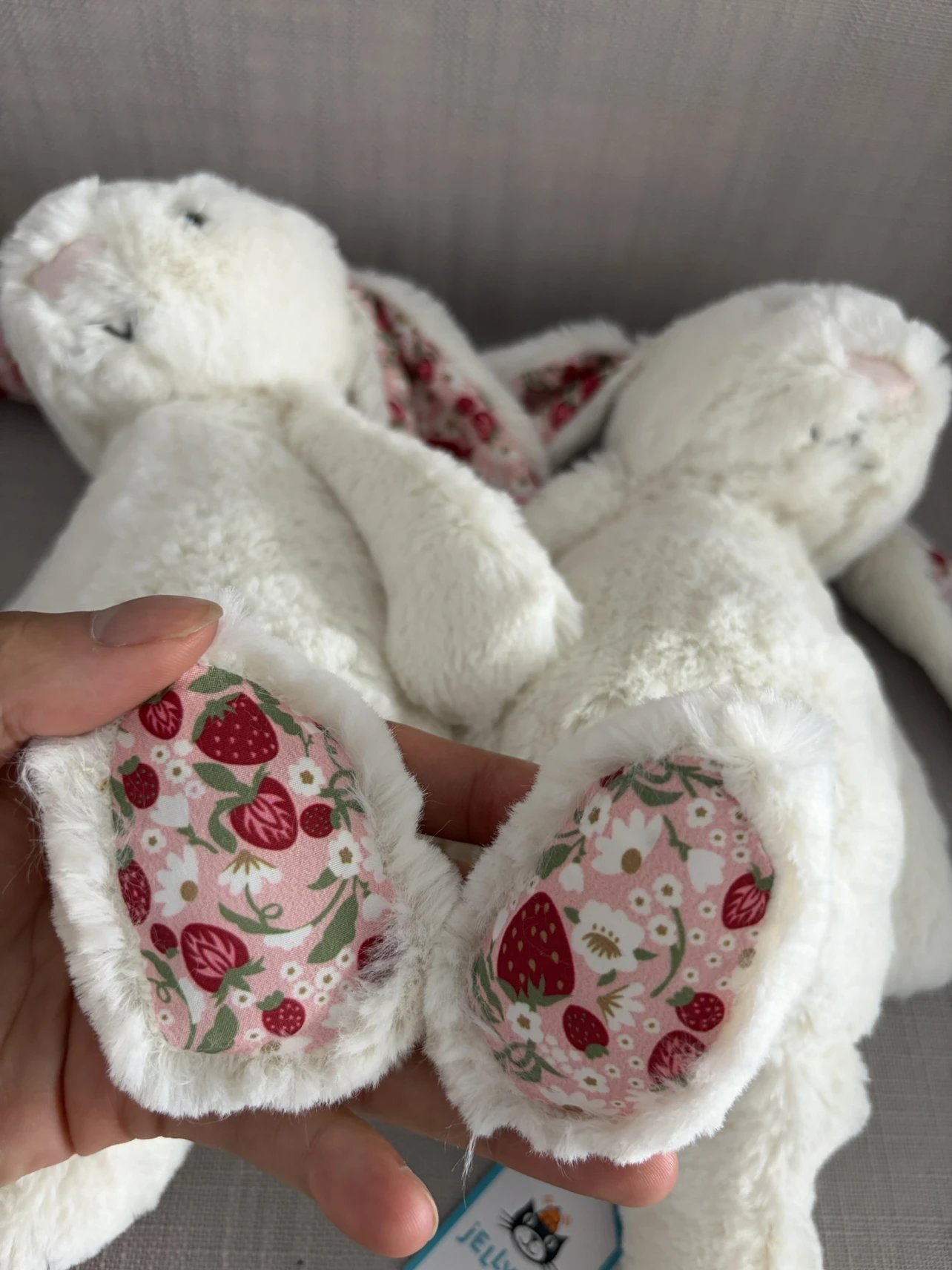 JC Easter Series, Cherry Blossom Pink, White, Floral Bonnie Rabbit, Medium, 31cm - Image 6